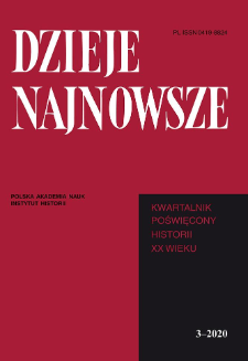 Dzieje Najnowsze : [kwartalnik poświęcony historii XX wieku], R. 52 z. 3 (2020), Title pages, Contents
