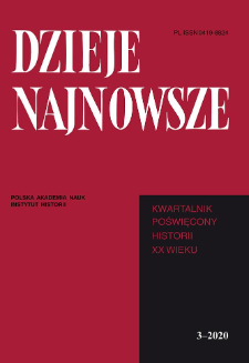 Dzieje Najnowsze : [kwartalnik poświęcony historii XX wieku], R. 52 z. 3 (2020), Strony tytułowe, Spis treści, Instrukcja wydawnicza