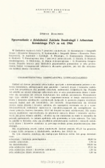 Sprawozdanie z działaności Zakadu Dendrologii i Arboreum Kórnickiego PAN za rok 1966