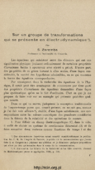 Sur un groupe de transformations qui se présente en électrodynamique