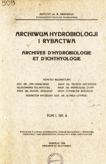 Archiwum Hydrobiologji i Rybactwa, Tom 1 Nr 4