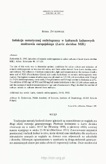 Induction of somatic embryogenesis in callus cultures of larch (Larix decidua Mill.)