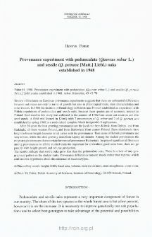 Provenance experiment with pedunculate (Quercus robur L.) and sessile (Q. petraea [Matt.] Liebl.) oaks established in 1968