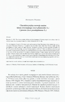 The characteristics of the seed development of Norway maple (Acer platanoides L.) and sycamore (Acer pseudoplatanus L.)