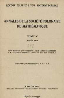 Annales de la Société Polonaise de Mathématique T. 5 (1926), Spis treści i dodatki