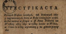 Specyfikacya Różnych Nasion świeżych, tak kraiowych iako y zagranicznych, które w Roku ninieyszym 1786. dostać można w sklepie u J. Pana Treberta na Wielkiey ulicy ... w Wilnie ...