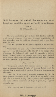 Sull' insieme dei valori che annullano una funzione analitica a più variabili complesse