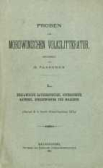 Proben der mordwinischen Volkslitteratur. 1. Bd. Erzjanischer Theil., 2. H. [Erzjanische Zaubersprüche, Opfergebete, Räthsel, Sprichwörter, Märchen]