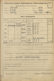 Wyniki pomiarów temperatury gruntu. Maj 1956