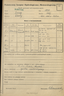 Wyniki pomiarów temperatury gruntu. Maj 1959