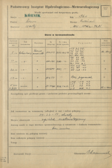 Wyniki pomiarów temperatury gruntu. Kwiecień 1960