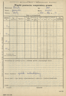 Wyniki pomiarów temperatury gruntu. Sierpień 1983