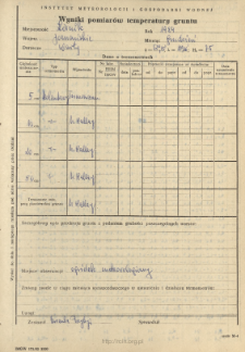 Wyniki pomiarów temperatury gruntu. Grudzień 1984