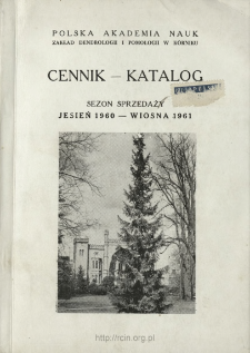 Cennik - katalog drzew i krzewów owocowych i ozdobnych : Sezon sprzedaży jesień 1960 - wiosna 1961