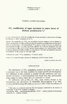 SO2 modification of sugar movement in source leaves of Robinia pseudoacacia L.