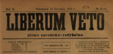 Liberum Veto : pismo narodowo-radykalne 1919 N.15
