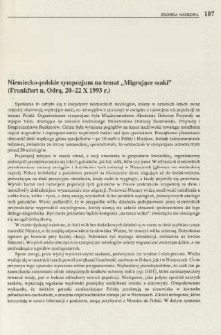 Niemiecko-polskie sympozjum na temat "Migrujące ssaki" (Frankfurt n. Odrą, 20-22 X 1993 r.)