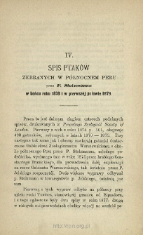 Spis ptaków zebranych w północnem Peru przez P. Stolzmanna w końcu roku 1878 i w pierwszéj połowie 1879