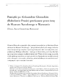 Pamiątki po Aleksandrze Głowackim (Bolesławie Prusie) przekazane przez żonę do Muzeum Narodowego w Warszawie (Oprac. Agata Grabowska-Kuniczuk)