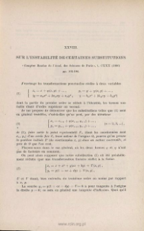 Sur l'instabilité de certaines substitutions. « Comptes Rendus de l'Acad. des. Sc. de Paris », t. CXXX (1900), pp. 103-106
