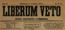 Liberum Veto : pismo narodowo-radykalne 1919 N.39