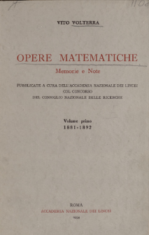 Opere matematiche : memorie e note. Vol. 1, 1881-1892. Spis treści i dodatki