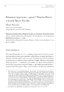 Petroniusz i jego tyran: „sprawa” Henryka Berezy w oczach Donata Kirscha (Donat Kirsch, Eliminacja episteme. Pisma krytyczne, oprac. Andrzej Śnioszek, Wydawnictwo Uniwersytetu Śląskiego, Katowice 2019; Donat Kirsch, Prounowa eksmisja Henryka Berezy, [bez wydawcy], Katowice 2020)