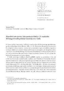 "Hannibal ante portas". Interpretacja fabuły z 21 rozdziału III księgi "Kroniki polskiej" Anonima tzw. Galla