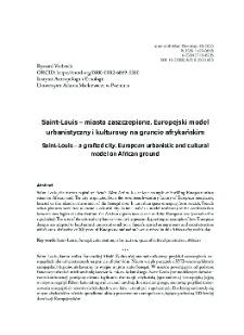 Saint-Louis – miasto zaszczepione. Europejski model urbanistyczny i kulturowy na gruncie afrykańskim