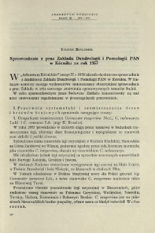 Report on the activity on the Institute of Dendrology and Pomology of the Polish Academy of Sciences in Kórnik for the year 1957