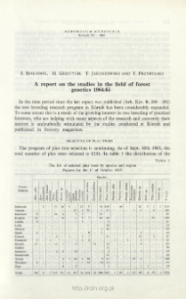 A report on the studies in the field of forest genetics 1964/65