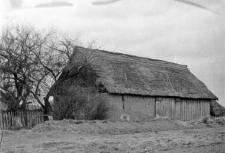 A half-timbered barn