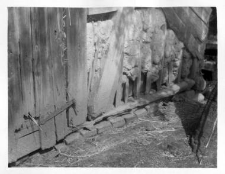 A fragment of a half-timbered barns wall