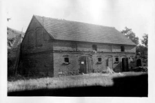 A half-timbered barn