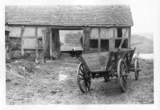 A half-timbered barn