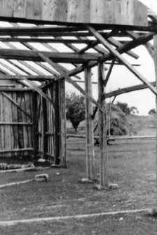 A half-timbered barn