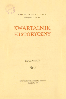 Kwartalnik Historyczny R. 62 nr 6 (1955), Strony tytułowe, Spis treści
