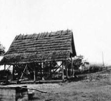 A structure of a half-timbered barn