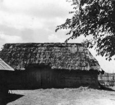 A post-and-plank barn