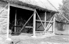 A structure of a half-timbered barn