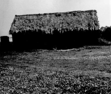 A roof of a half-timbered barn