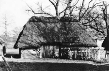 A post-and-plank barn