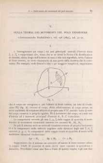 Sulla teoria dei movimenti del polo terrestre