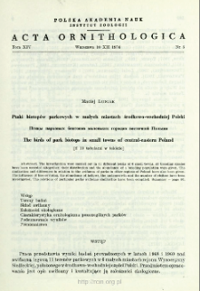 Ptaki biotopów parkowych w małych miastach środkowo-wschodniej Polski