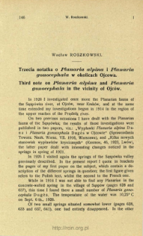 Trzecia notatka o Planaria alpina i Planaria gonocephala w okolicach Ojcowa = Third note on Planaria alpina and Planaria gonocephala in the vicinity of Ojców