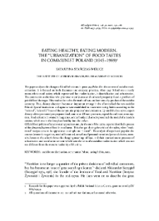 Eating Healthy, Eating Modern. The “Urbanization” of Food Tastes in Communist Poland (1945–1989)