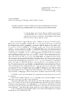 Sacred Mountains in the Context of the Modern Nation: The Political Dimension of the Landscape in Mongolia