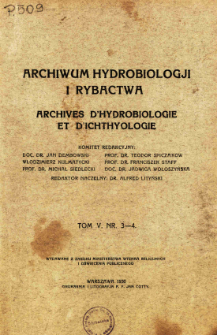 Archiwum Hydrobiologji i Rybactwa, Tom 5 Nr 3-4