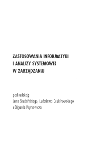 Zastosowania informatyki i analizy systemowej w zarządzaniu * Modele, techniki i systemy zarządzania w projektach badawczych i celowych KBN * Tworzenie systemu wspomagania decyzji opartego na rachunku kosztów działań