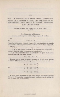 Sur la singularité dont sont affectées, pour une vitesse nulle, les équations du mouvement d'un point matériel frottant sur une surface. « Archiv der Math. und Physik », III R., V bd. (1903), pp. 28-37